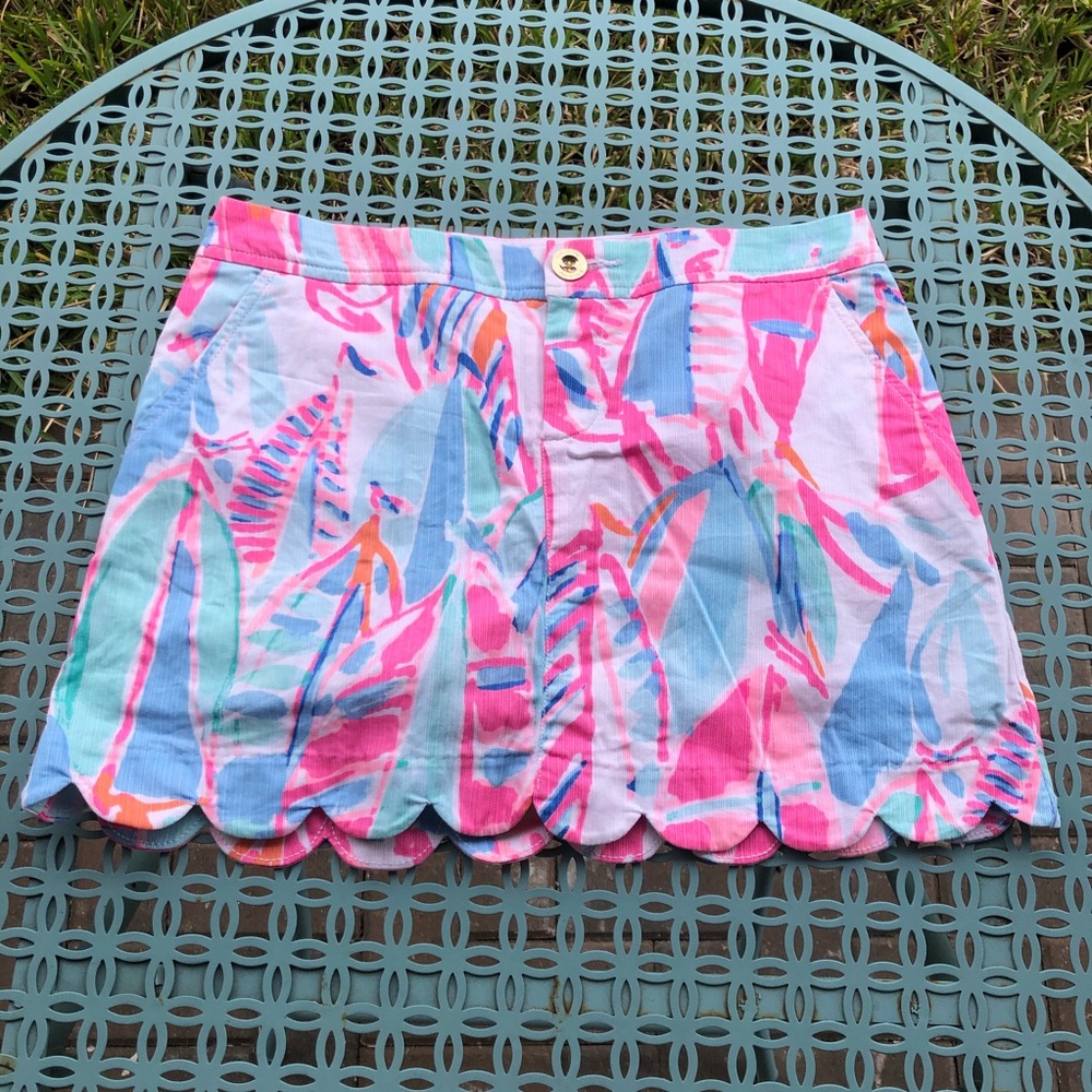 Lilly Pulitzer Pink Blue Orange Scalloped Hem Skort